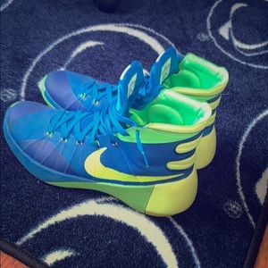 Green and blue Nike hyper dunks